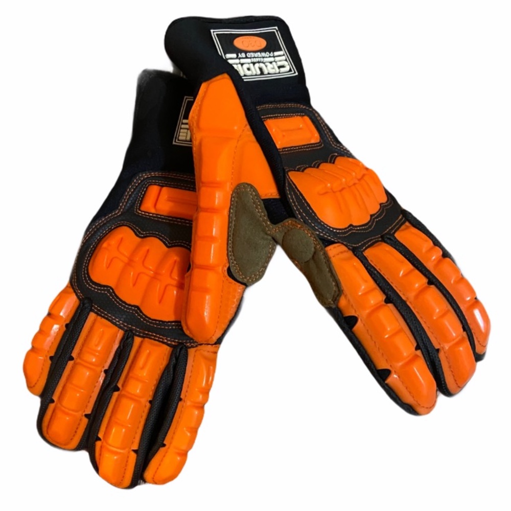 CRUDE D30 Work Gloves Black Orange Impact Protect Construction Sz Large - Picture 4 of 10
